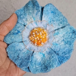 Felted flower pin, Felted brooch flower, eco felted wool