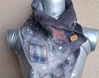 Handmade felted scarf, Wool scarf, Shawl, Wrap, eco felted wool