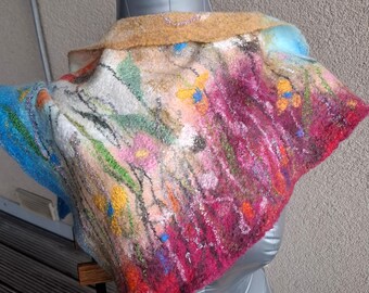 Handmade felted scarf, Wool scarf, Shawl, Wrap, eco felted wool