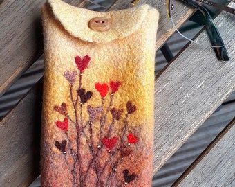 Felted glasses case, Eyeglass case, Pouch