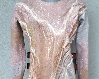 Handmade felted tunic, Woolen tunic, Women&#39;s tunic, eco felted wool