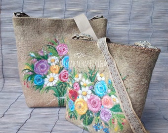 Handmade felted handbag, Wool Purse, Crossbody bag