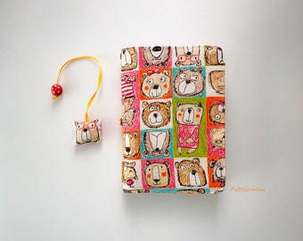 Cubierta del planificador de banda elástica A6 - Cara de oso, cubierta de Hobonichi A6, cosas del planificador, cubierta del planificador de tela, regalo para ella