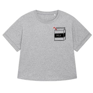 Women's Mama Matching Milk Carton 90's Style Boxy Grey T-Shirt