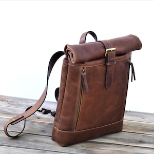 Mochila de cuero para mujer, Mochila personalizada, Monedero mochila, Mochila de cuero marrón, Mochila de viaje