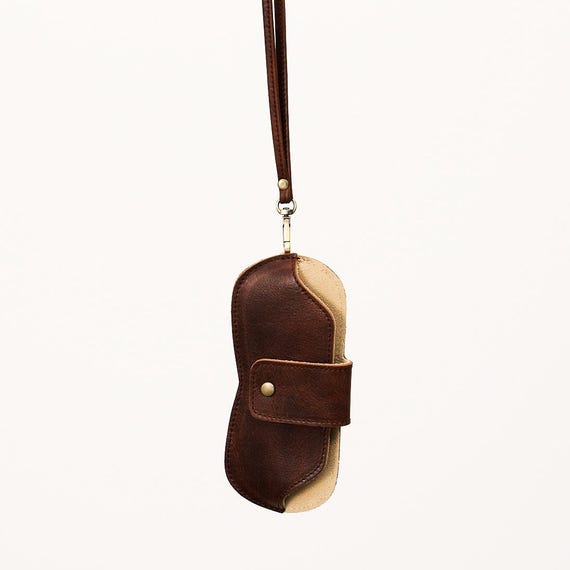 Custodia Porta Occhiali Da Sole In Pelle Di Mucca, Marrone, Fatto A Mano, Unisex, Astuccio Personalizzato - Foto 4