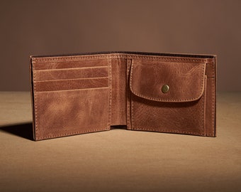 Cartera de cuero personalizada / Cartera de cuero para hombre / Cartera plegable / Cartera personalizada para hombre / Regalo del Día del Padre / Cartera de cuero para hombre