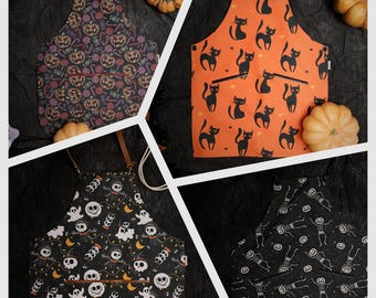 Halloween Apron: Handmade Spooky Apron with Leather Straps