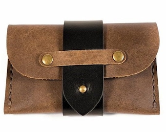 Brown Leather Wallet, Business Card Holder, Vintage Card Wallet, Wallet For Mens