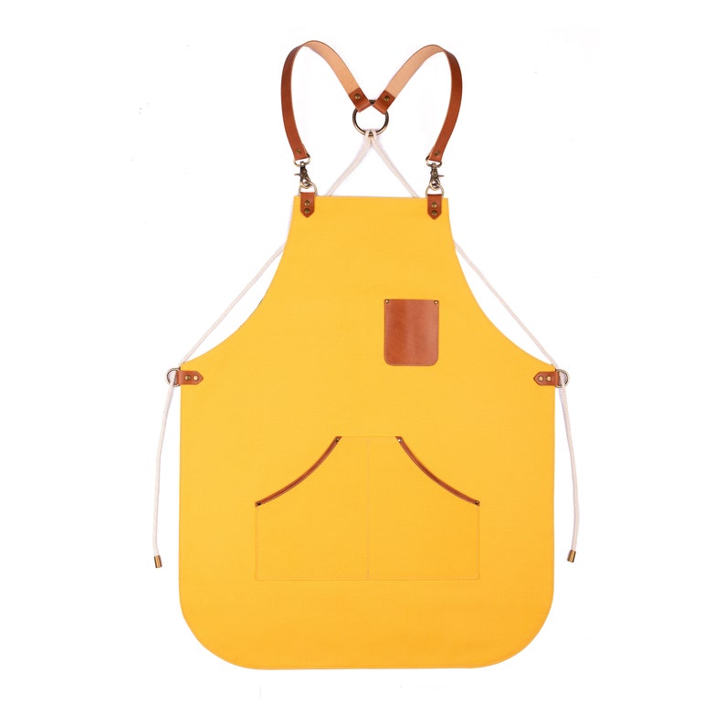 Yellow Apron for Women Professional Apron for Barista Cross Etsy