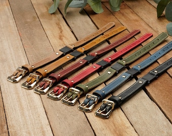 Red Breakaway Cat Collar, Waxed Leather Kitten Collar, Handmade Safety Cat Collar