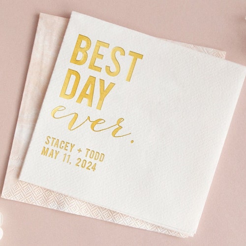 Custom Best Day Ever Party Napkins Cocktail Napkin Foil Etsy