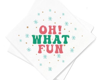 Oh What Fun! Photo Cocktail Pack - Pack of 20 or 50 - Holiday Napkins, Christmas Napkins, Holiday, Cocktail Party Decor