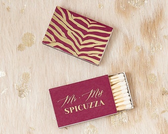Personalized Zebra Mr. & Mrs. Match Boxes - Party Favors, Custom  Wedding Matches, Foil Stamped, Matchbox, Reception Decor