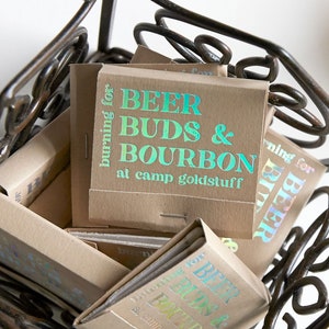 Personalized 30 Strike Matchbooks - Beer Buds & Bourbon Matches - Custom Matches, Foil Stamped Matches,  Party Favor