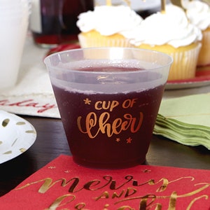 Cup of Cheer - Holiday Party cups -  Set of 8 - frosted party cups, wine, cocktail, Christmas, birthdays, New Years, barware