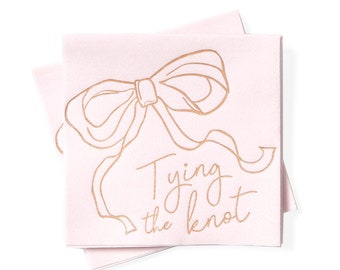 Tying the Knot Party Napkins, pack of 20, beverage size napkins with bow design, bridal shower, engagement party.