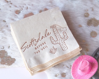 Scottsdale Before the Veil Party Napkins - Scottsdale themed party - Bachelorette, Bachelor party - 5 inch paper cocktail napkins
