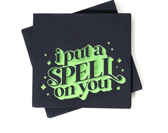 Halloween Party Napkins - I Put a Spell On You - pack of 20 paper napkins, beverage size, Halloween Wedding, Hocus Pocus Party,