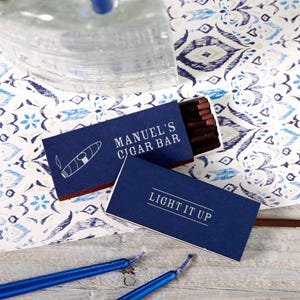 Personalized, Cigar Bar Matchboxes | Brown Non Sulfur Matches - Extra Long Stems, 3.31 W X 1.44 L X .38 H