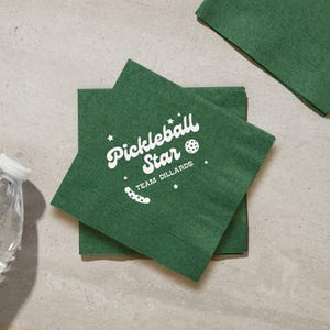 Pickleball Star Champion Party Napkin  - Personalized Custom Printed Cocktail Napkin, Pickleball Team, Outdoor Party, Home Entertaining