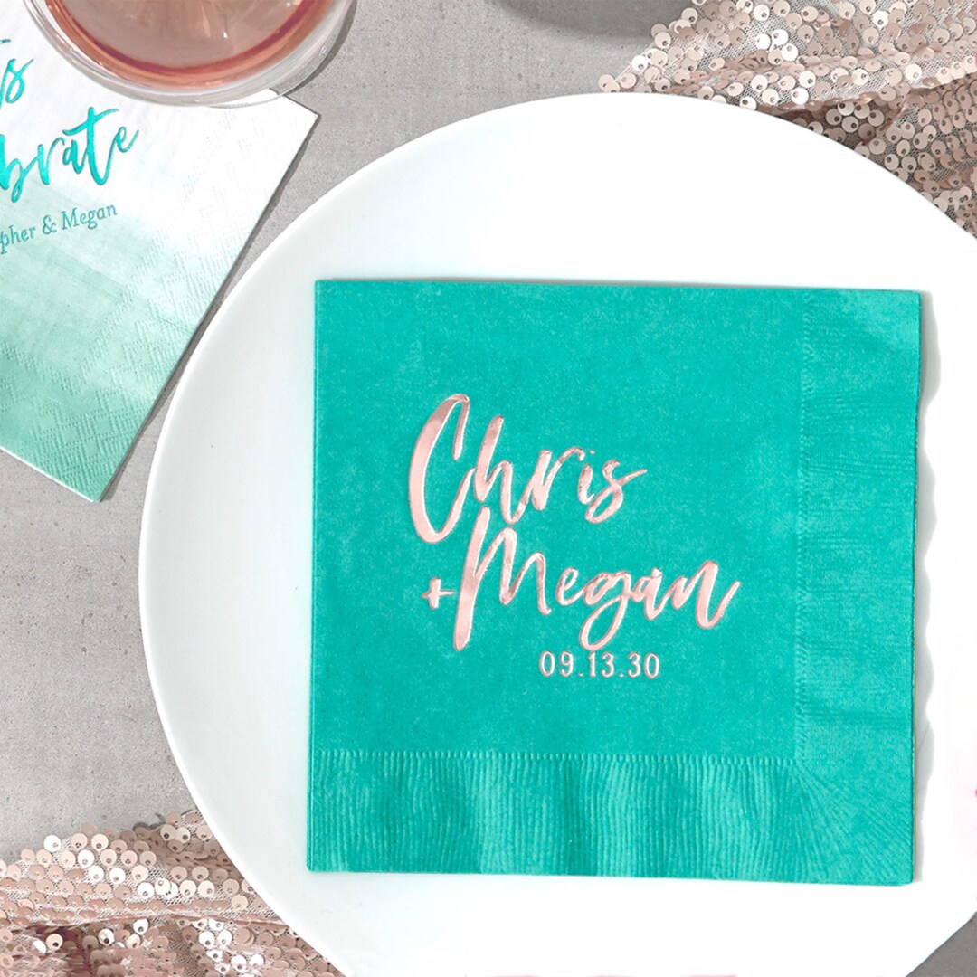 Personalized Party Napkins Trendy Script Names Luncheon Napkin, Foil
