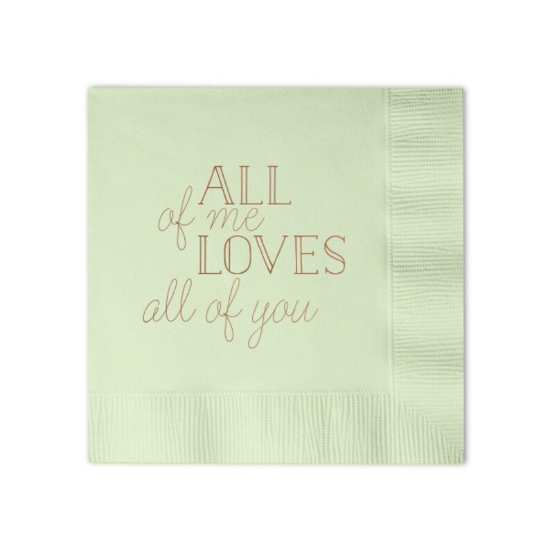 Foil Stamped Napkin Set of 100 Custom Printed Napkin All Of Me Love All Of You Personalized Napkins Party Decoration Romantic Napkin