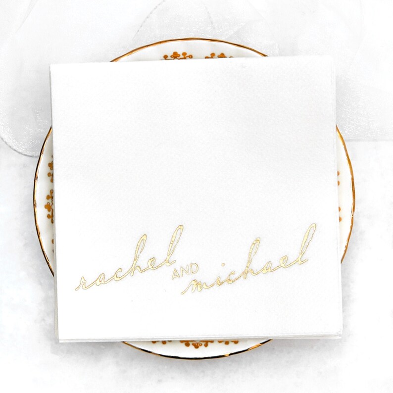 Personalized Names Cocktail Napkin Vintage Modern Script Etsy