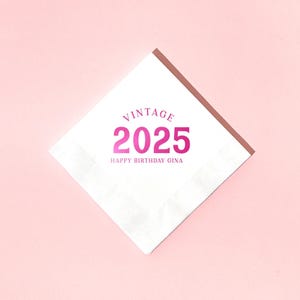 Personalized Birthday Napkins - Custom Printed Cocktail Napkin for Birthday, Baby Shower, Anniversary