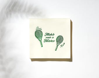 Match Made In Heaven Tennis Napkins - Personalized Wedding Cocktail Napkins