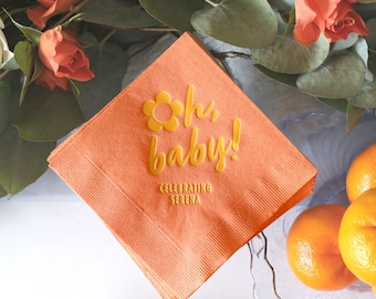 Hinterland Honeymoon Oh Baby! -Personalized Party Napkins, Cocktail Napkin, Party Decoration, Bridal Shower, Wedding, Birthday, Baby Shower