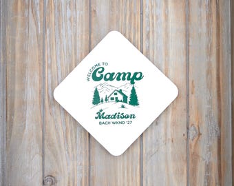 Welcome To Camp Bachelorette Coaster - Personalized Foil Stamped Coaster - Bar Decor - Bachelorette Party, Bridal Party, Birthday Party