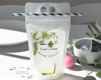 Last Swing Before The Ring Drink Pouch - Party Favors, Engagement, Wedding, Bridal Shower, Bachelorette Party