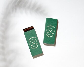 Golf Cigar Matchboxes - Family Name Design for Father's Day & Weddings