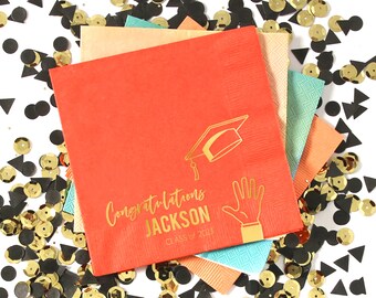 Personalized Party Napkins - Cap Toss Congratulations Graduation Party - Customized Cocktail Napkin, Party Decor, Graduation Party