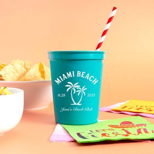 Beach Party Palm Breeze Color Changing Cup - 16 oz-  Personalized Single-Sided Cups - Party Favors, Custom Cups, Wedding, Engagement