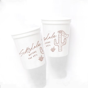 Bachelorette Party Cups - Scottsdale Before the Veil -  Set of 12 - 16oz Plastic Stadium Cup