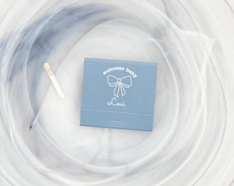 Personalized Welcome Baby Matchbooks Ribbon Design - Baby Shower Party Favor
