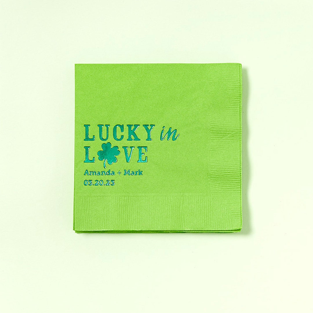 Personalized Lucky in Love Napkins Cocktail Napkin With Etsy