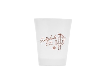 Bachelorette Shot Glasses - Scottsdale Before the Veil - Set of 12 - Plastic 2 oz Cup