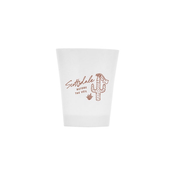 Bachelorette Shot Glasses - Scottsdale Before the Veil - Set of 12 - Plastic 2 oz Cup