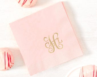 Personalized Vine Monogram Cocktail Napkins - Wedding Party Decor