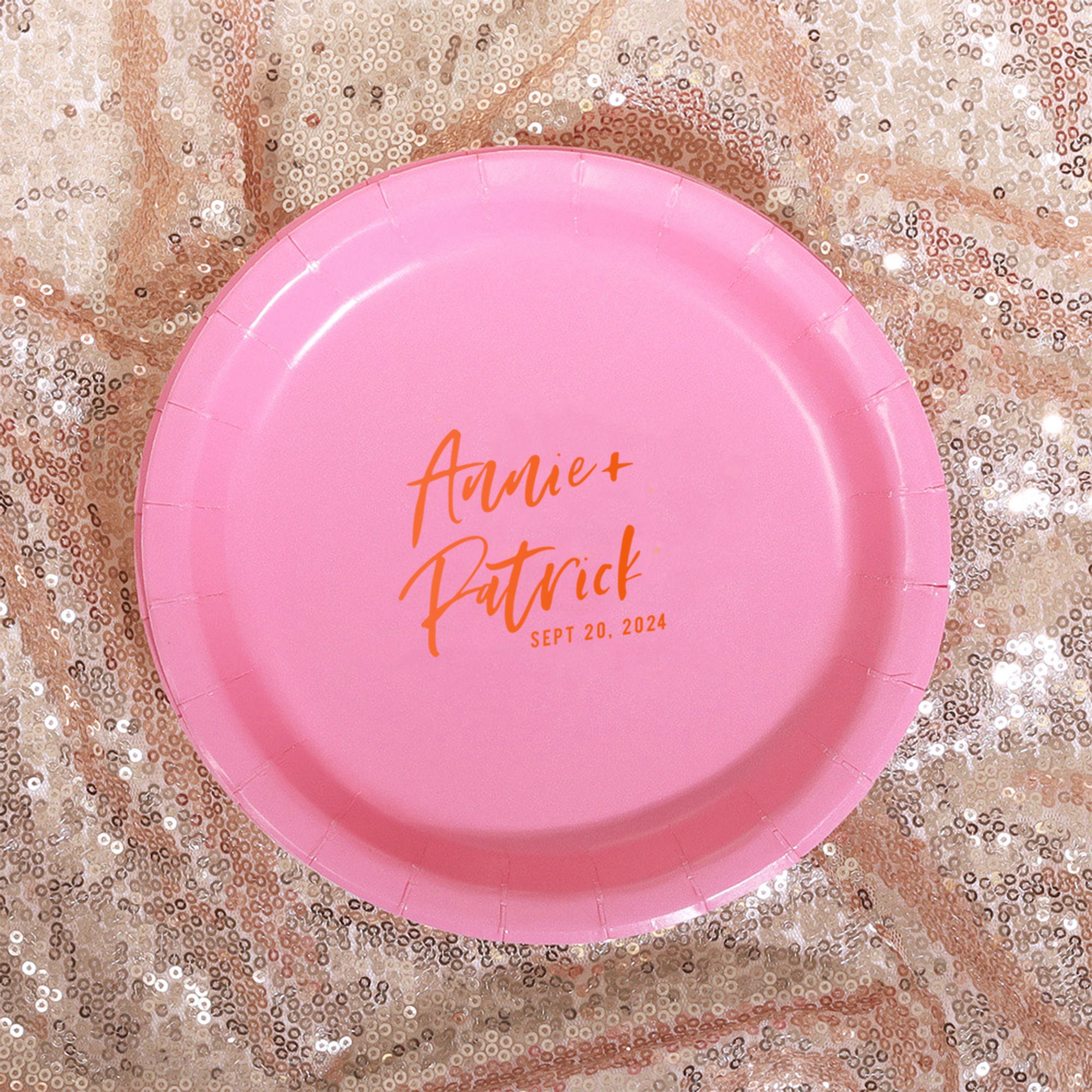 Personalized Party Plates Modern Hand Script 10 inch Dinner Buffet BBQ Wedding Shower Custom Printed Paper or Plastic Plates