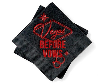 Vegas Before Vows Party Napkins - Bachelor and Bachelorette foil printed party decor - Pack of 20 or 50 cocktail napkins