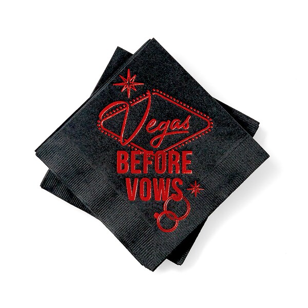 Vegas Before Vows Party Napkins - Bachelor and Bachelorette foil printed party decor - Pack of 20 or 50 cocktail napkins