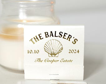 Beach Party Seashell Personalized Matchbooks - Coastal Wedding