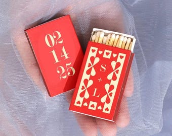 Valentine's Day Hearts Matchboxes - Personalized Foil Stamped Wedding Favor Matches for Valentine Party