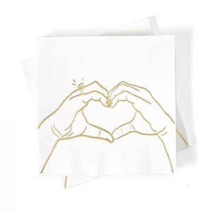 Heart Hands Party Napkins - Pack of 20 or 50 paper napkins - Engagement Party, Bridal Shower, Wedding Celebration