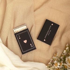 Initials Playing Card Personalized Classic Match Boxes - Favors, Party Favors, Custom Foil Stamped Matches, Wedding Favor