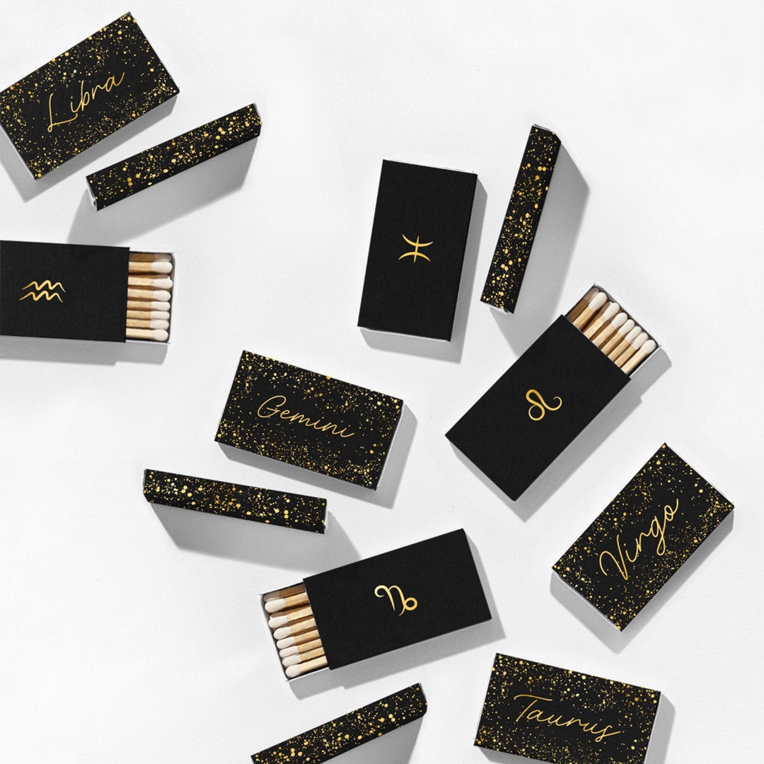 Astrological Matchboxes - Zodiac Signs Designs, Pack of 4 or 12 - Etsy